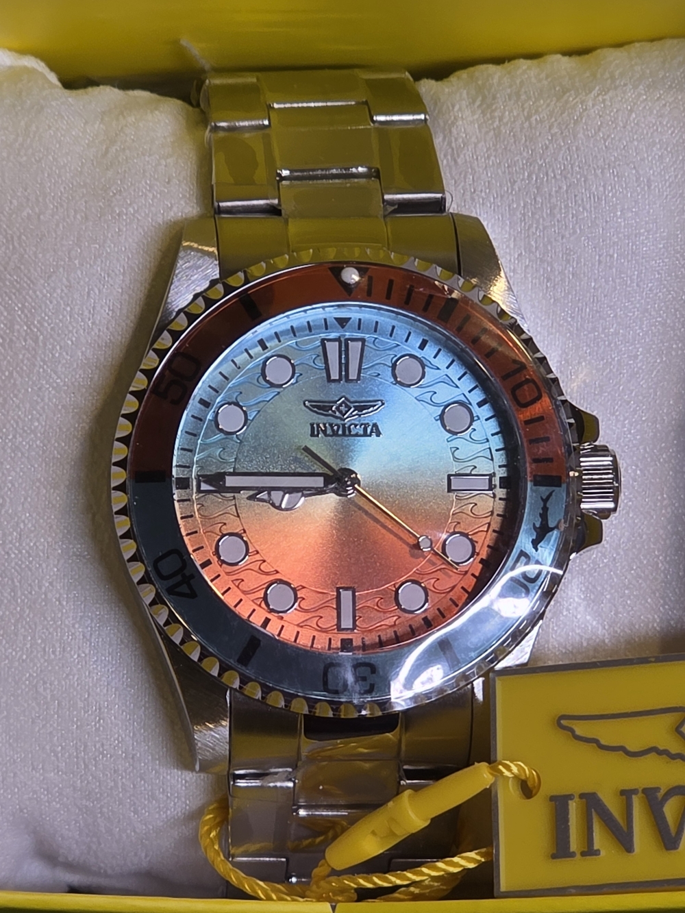 Invicta Pro Diver Kromatyk Men's Watch - 43mm Silver w/ Blue & Orange Gradient